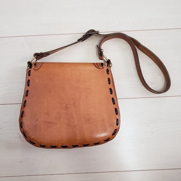 Vintage Hand Tooled Genuine Leather Purse Flower Design Caramel Colour C… - Picture 3 of 12